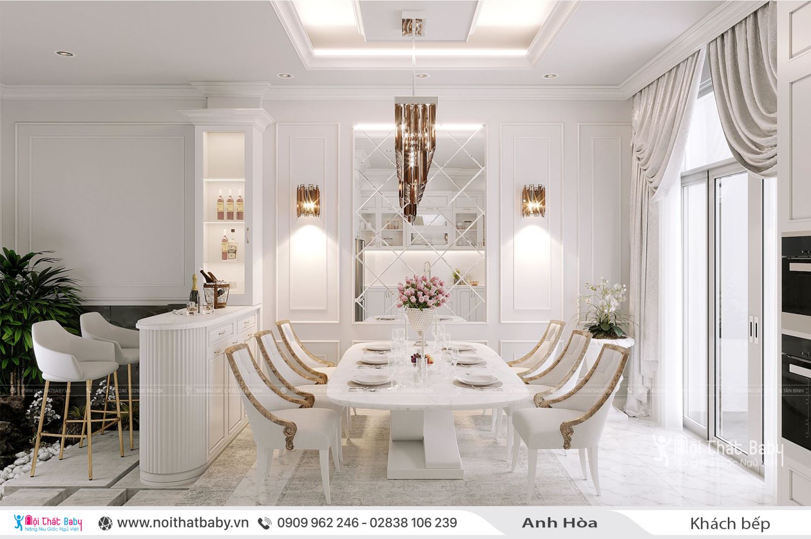 Thiết kế và thi công nội thất trọn gói đẹp mang phong cách tân cổ điển